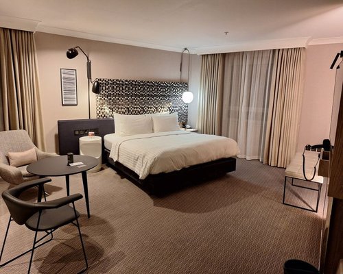 Contemporary Melbourne hotel room prepared for a gaming weekend